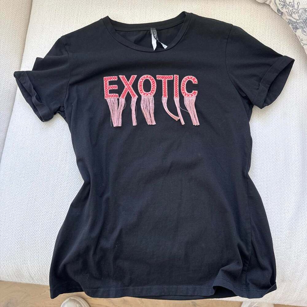 Black and pink graphic tee